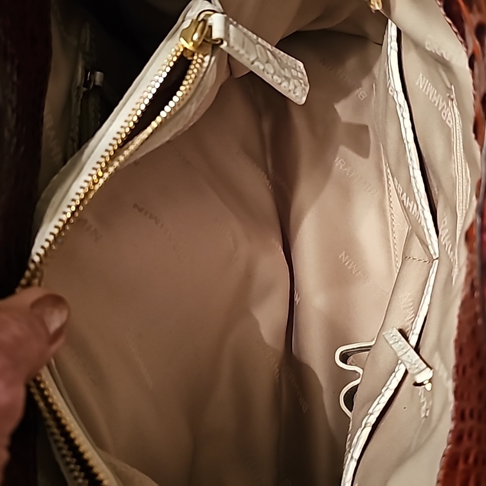 Brahmin Ivory and Mahogany Croc-Embossed Hobo - Picture 8 of 11